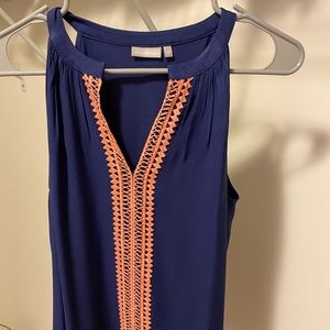 Ellie Kai Navy Tank with Coral Lace